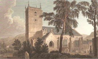 1830 Watercolour of St Collen's Church, Llangollen