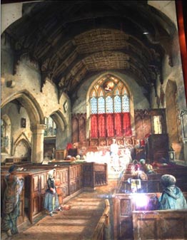 painting of Church interior from pre 1860
