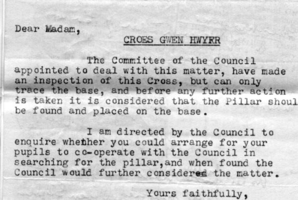 Letter from Llangollen Council to Miss E.A. Anderson about Croes y Gwenhwyfar