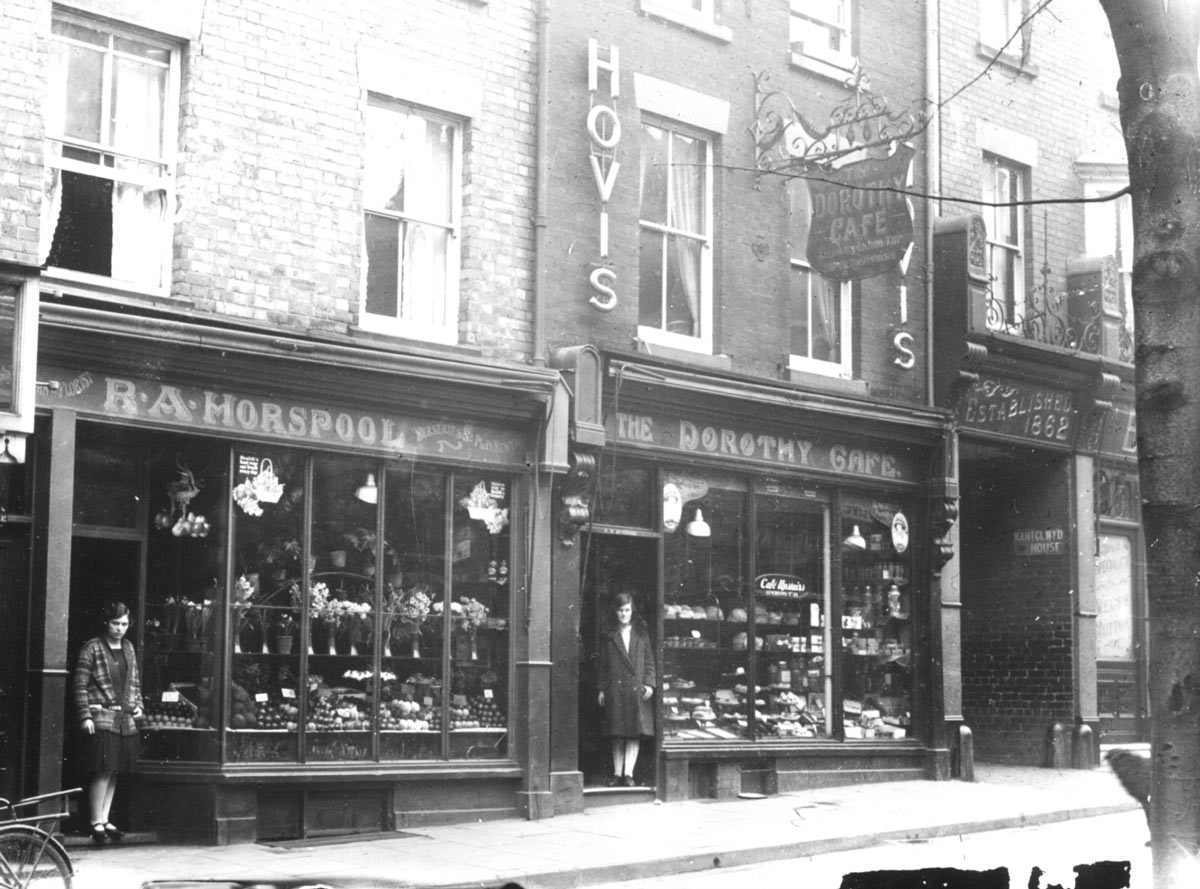 The Dorothy cafe and Horsepool's greengrocers on Castle street